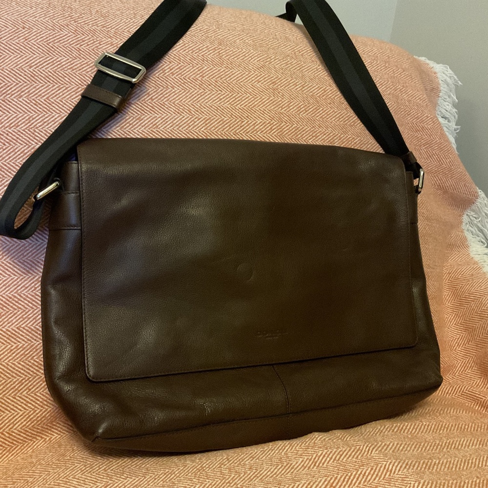 Coach Leather Messenger Bag - Chocolate Brown